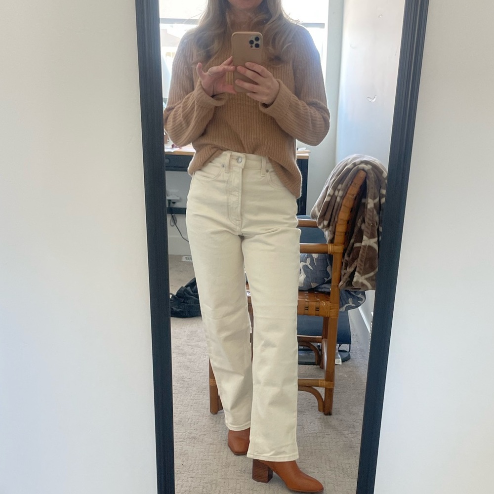 Everlane The Way-High Straight Leg Jean in Ecru